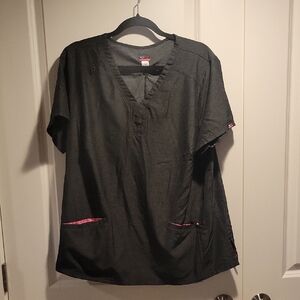 Koi Black Top with Pink Accents